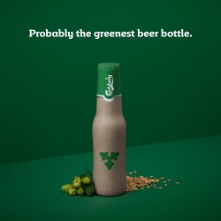 Carlsberg unveils new green fiber bottle design