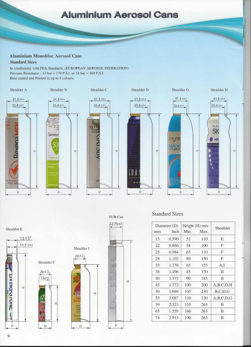 Aluminium Monobloc Aerosol Cans