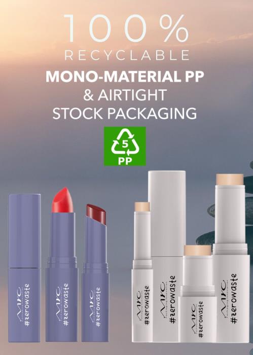 MYCs stock packaging is mono-material and 100% recyclable