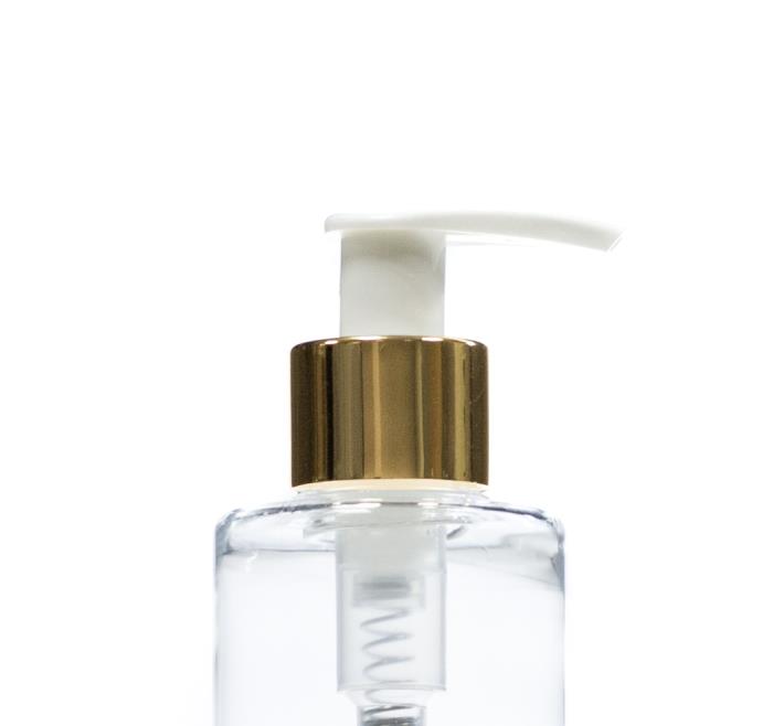 24/410 White Lockup Lotion Pump with Gloss Gold Collar, Diptube 210mm FBOG