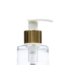 24/410 White Lockup Lotion Pump with Gloss Gold Collar, Diptube 210mm FBOG