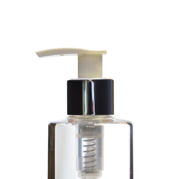 24/410 White Lotion Pump with Gloss Silver Collar, Diptube 210mm FBOG