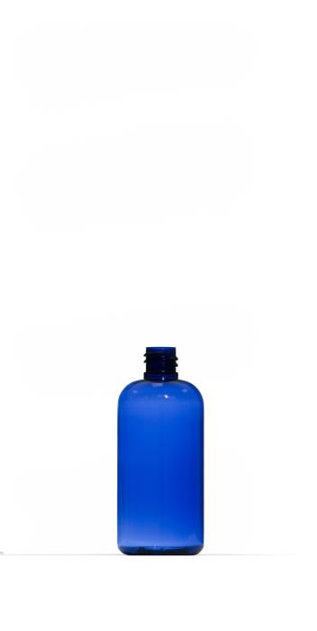 100ml Blue PETG Boston Round Bottle, 18/415 Neck