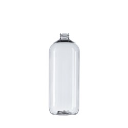 1L Clear PET Boston Round Bottle, 28/410 Neck
