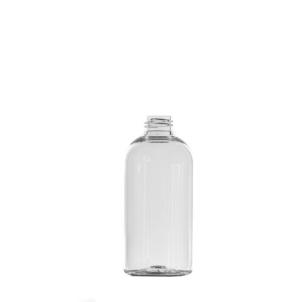 250ml Clear PET Boston Round Bottle, 24/410 Neck