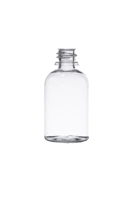 50ml Clear PET Boston Round Bottle, GL18 Neck