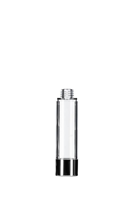 50ml Clear Airless Bottle, Gloss Silver Base
