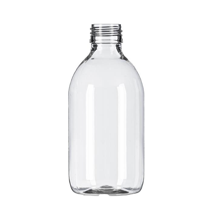 300ml Clear PET Pharma Sirop Bottle, 28mm ROPP Neck