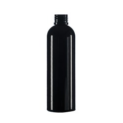 200ml Black PET Tall Boston Round Bottle, 24/410 Neck