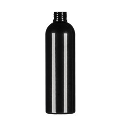 250ml Black PET Tall Boston Round Bottle, 24/410 Neck