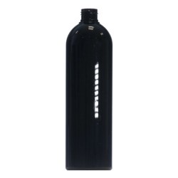 500ml Black PET Tall Boston Round Bottle, 24/410 Neck