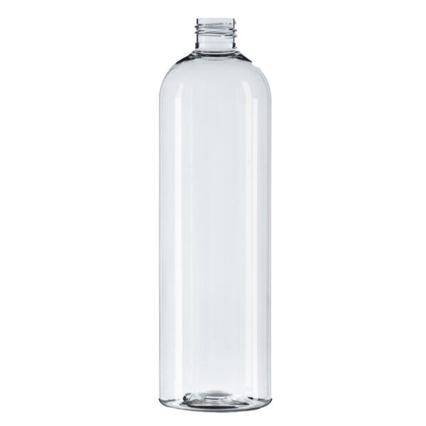 500ml Clear PET Tall Boston Round Bottle, 24/410 Neck
