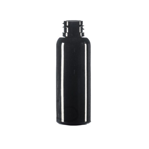 50ml Black PET Tall Boston Round Bottle, 20/410 Neck