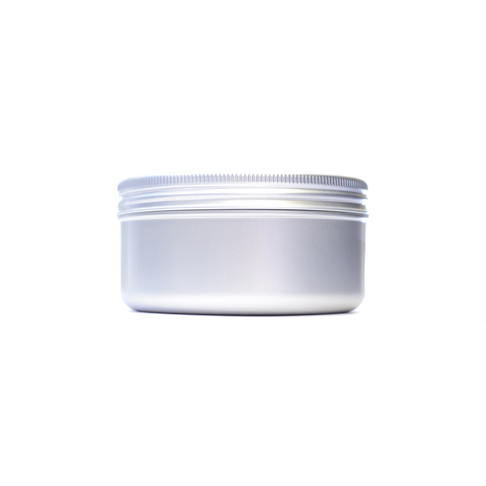 100ml Brushed Aluminium Softline Tin Base & 70mm Brushed Aluminium Softline Tin Lid, EPE Lined