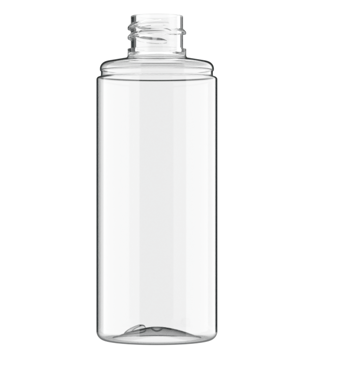 150ml Clear PET Tubular Bottle, 24/410 Back, To suit O/cap