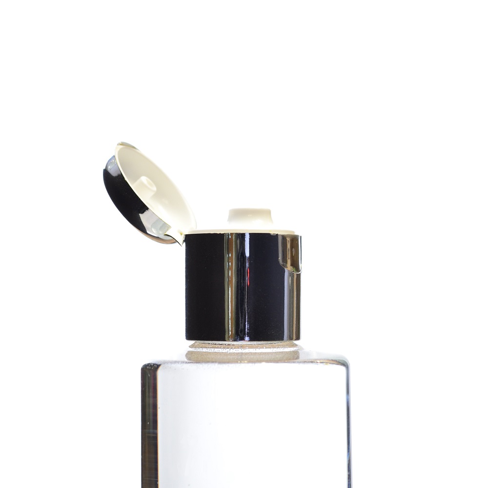 24/415 White Smooth Flip Top, Gloss Silver Metalised