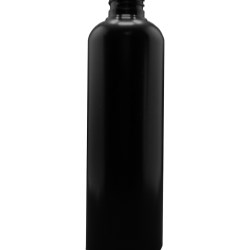 250ml Matt Black PET Tall Boston Round, 24/410 Neck