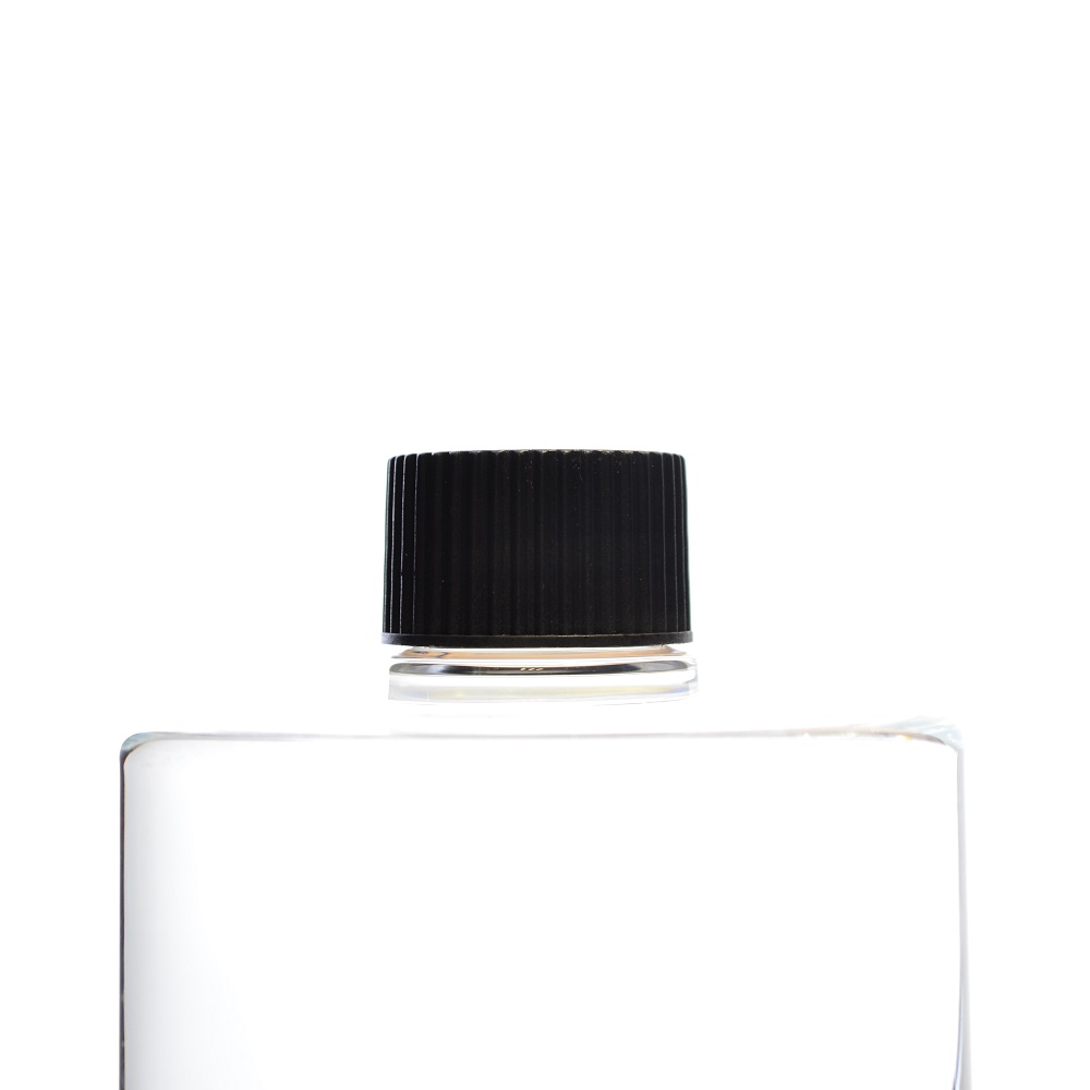 28/410 Black PP Ribbed Screw Cap - Styled, EPE Lined