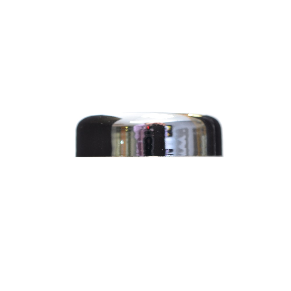 38mm White San Domed Cap Gloss Silver Metalised