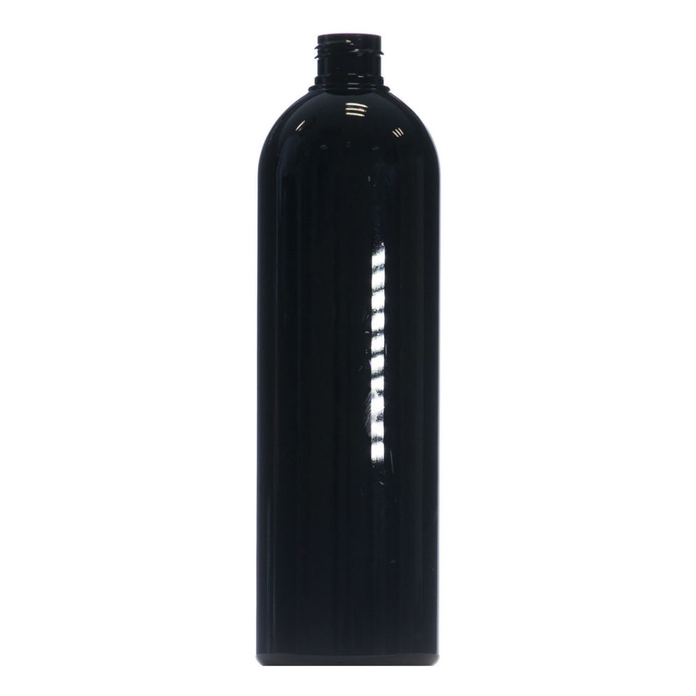 500ml Black PET Tall Boston Round, 24/410 Neck