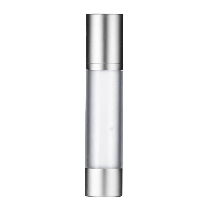 50ml Frosted Airless Bottle, Matt Silver Base & 30/50ml Airless Pump with Matt Silver Overcap, Matt Silver Collar & White Actuator