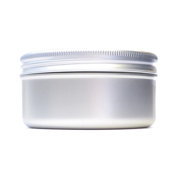 75ml Brushed Aluminium Softline Tin Base & 63mm Brushed Aluminium Softline Tin Lid, EPE Lined