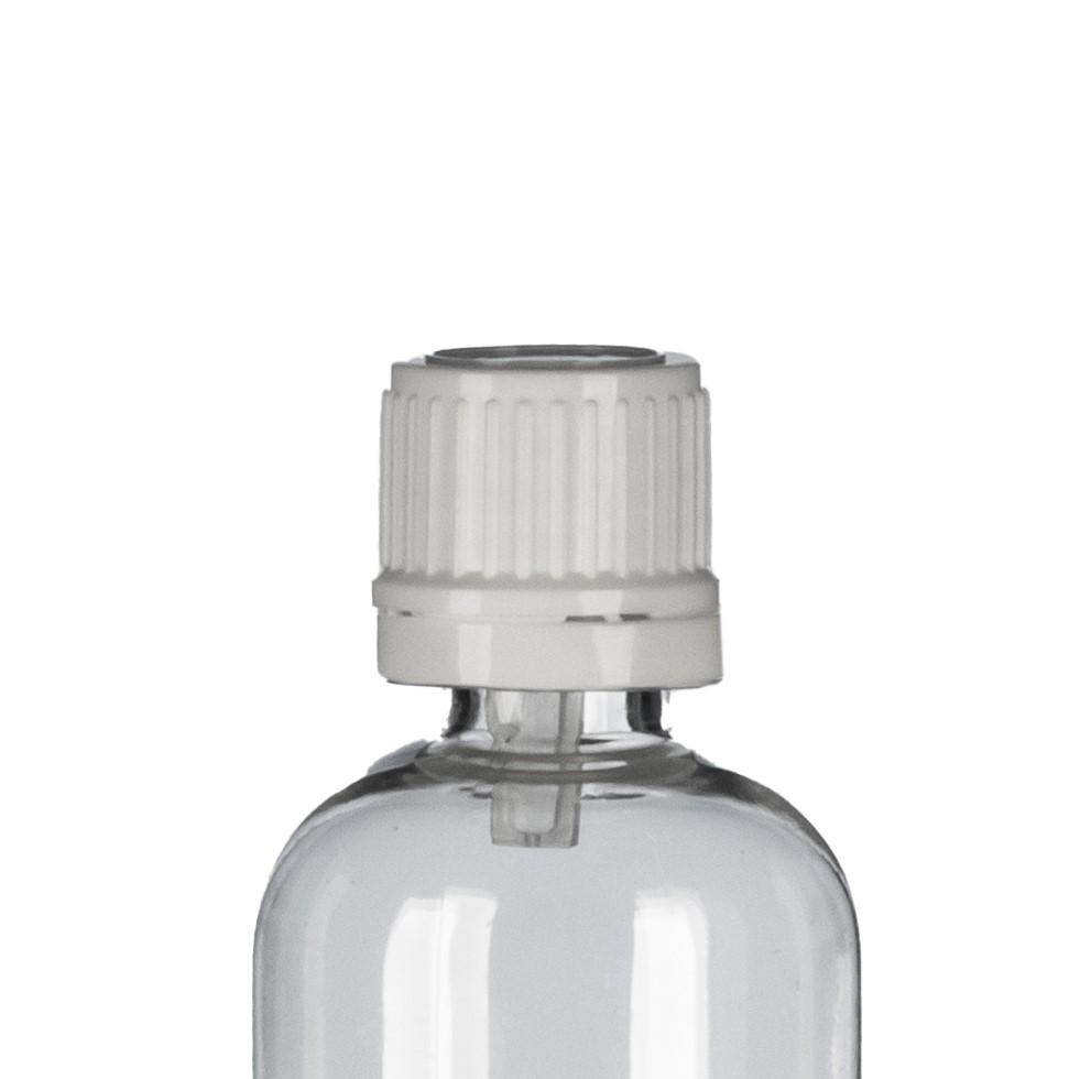 GL18 White PE TE Screw Cap with 0.7mm Internal Dropper