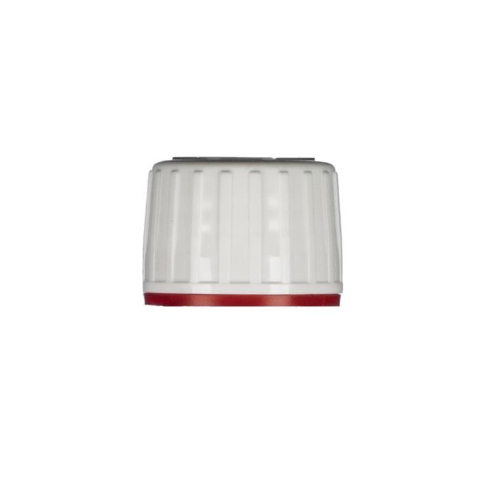 28mm ROPP White HDPE Screw Cap with Red LDPE TE Band, EPE Lined