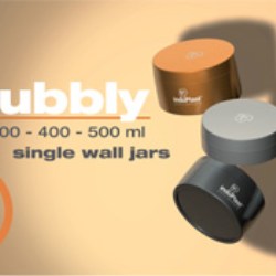 Induplasts new BUBBLY line of PP wide mouth, single wall jars