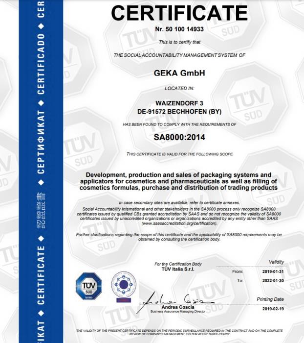 SA 8000:2014 - GEKA