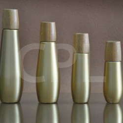 Glass bottle with bamboo cap