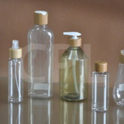 PET bottle with bamboo closure