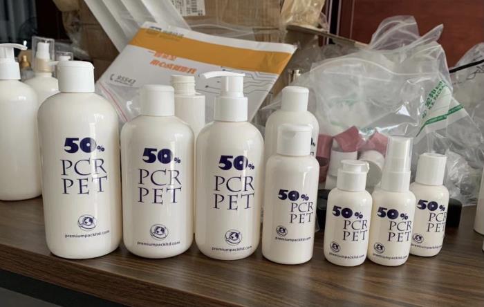 PCR PET 50% to 100% Round Shoulder and Straight Shoulder designed Bottles