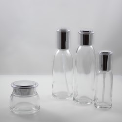 Cosmetic Glass Packaging with Metalized Caps