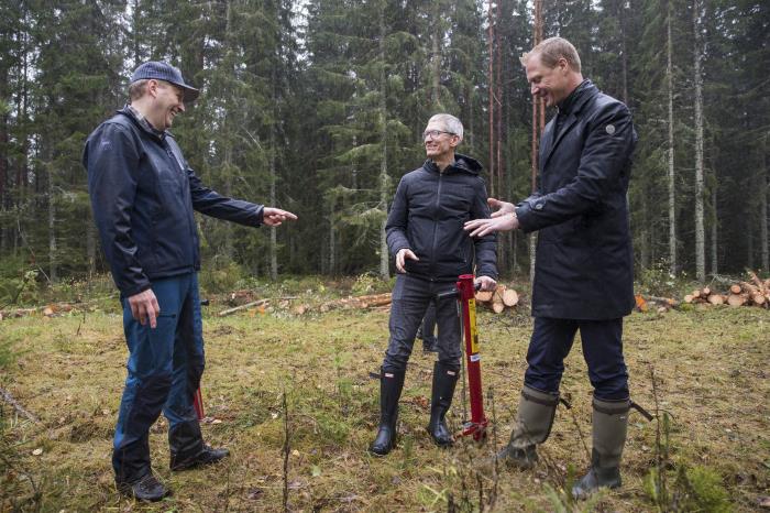 Apple’s Tim Cook plants trees at Iggesund, acknowledges Holmen’s climate-smart efforts