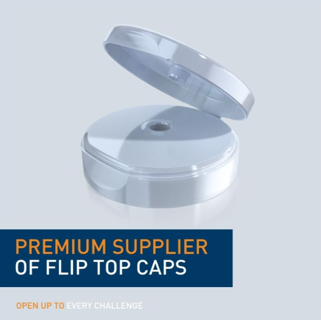 KM Packaging, a premium supplier of flip top caps