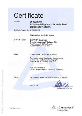 Gepack obtains EN15593:2008 standard