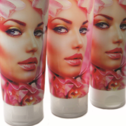 Realistic photo imaging printed on plastic tubes