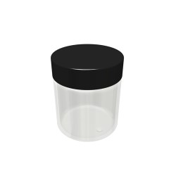 Simplicity Jar Glass Clear Black Plastic Overcap