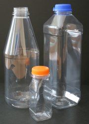 Plastic PET beverage bottles direct from stock