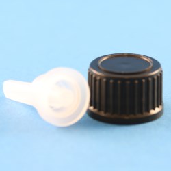 DIN 18mm Black Ribbed Cap with Dropper Insert