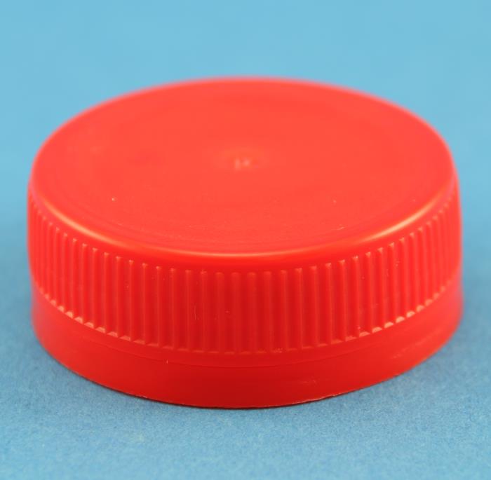38mm Red Ribbed 3 Start Tamper Evident Cap with Bore Seal