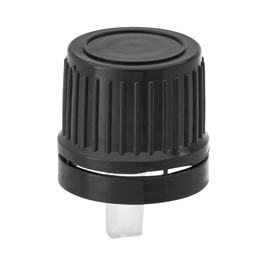 DIN/18mm Black HDPE Tamper Evident Cap with High Viscosity Vertical Dropper