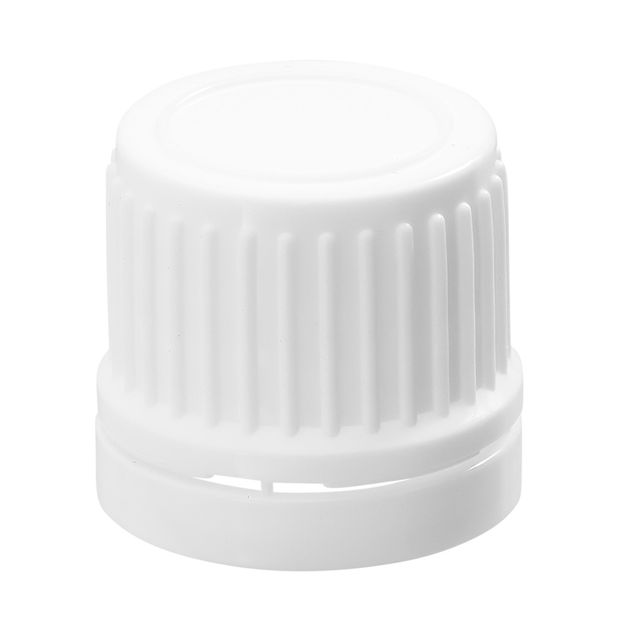 18mm DIN White Ribbed Tamper Evident Cap with EPE Liner