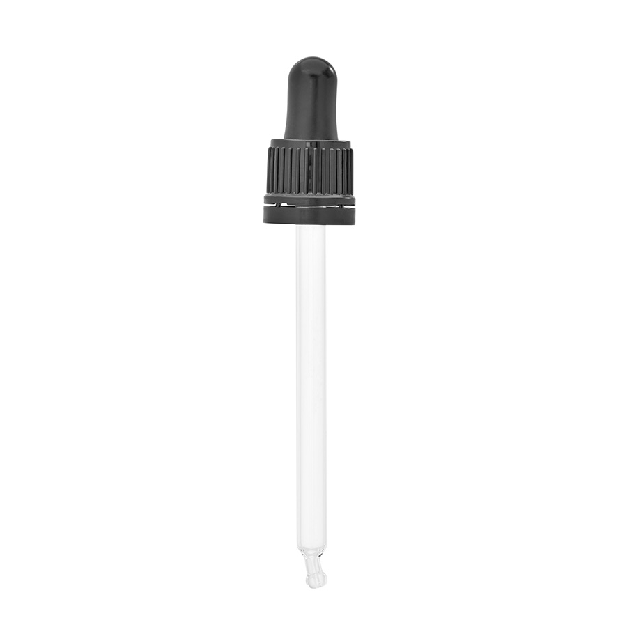 DIN/18mm Black Tamper Evident Pipette to fit 100ml Bottle. 106mm