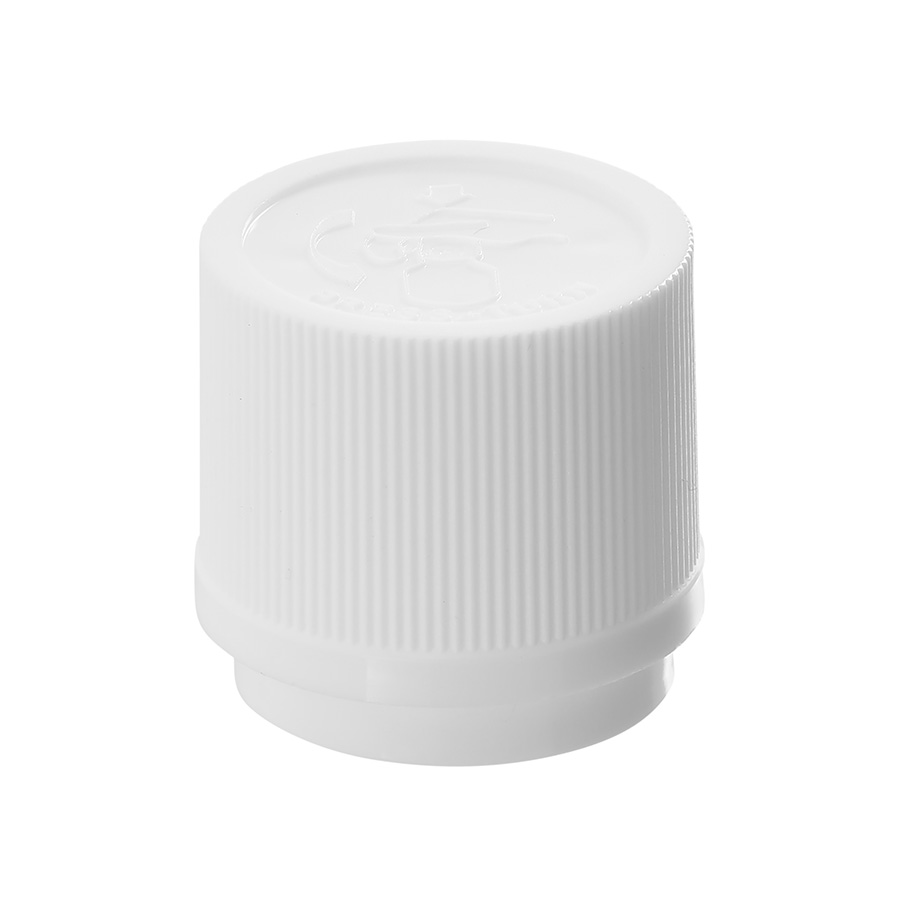 18mm Din White Ribbed Child Resistant and Tamper Evident Cap with EPE Liner