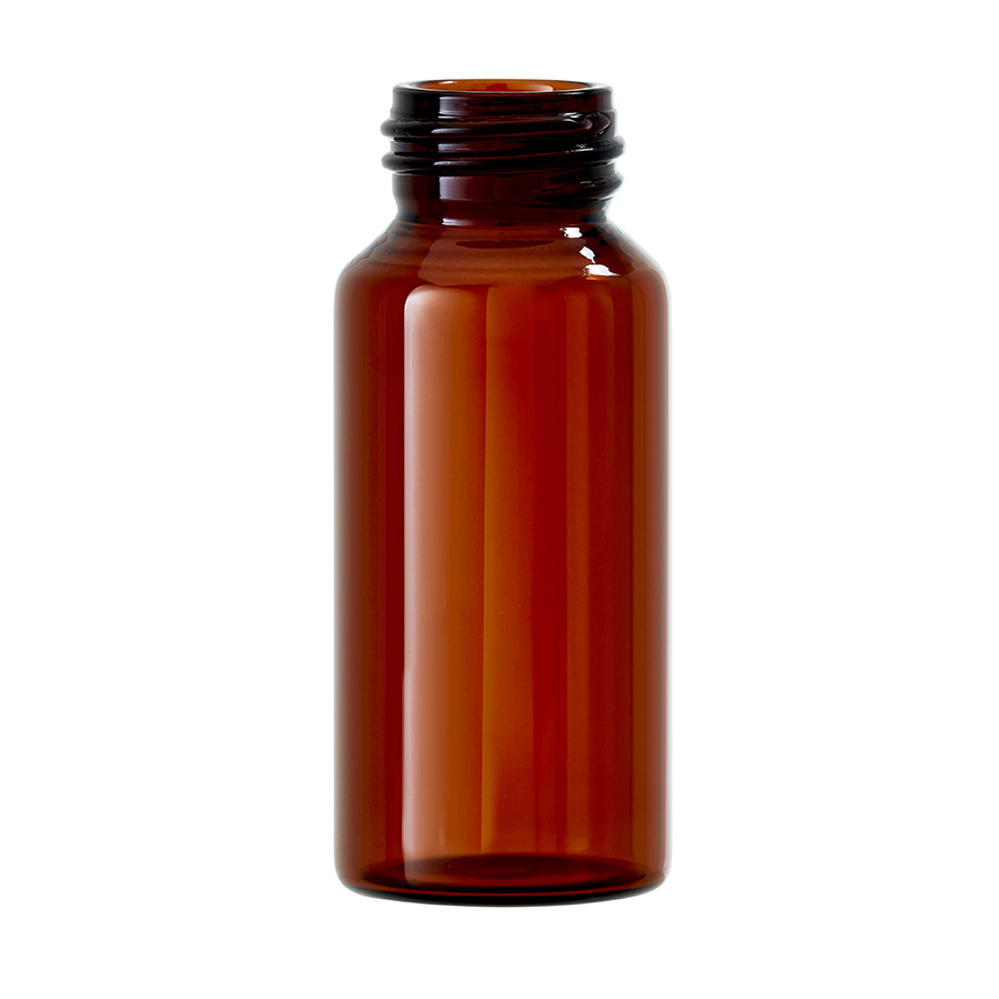30ml Dark Amber Glass Type 1 Tubular Vial with 22mm Screw Neck