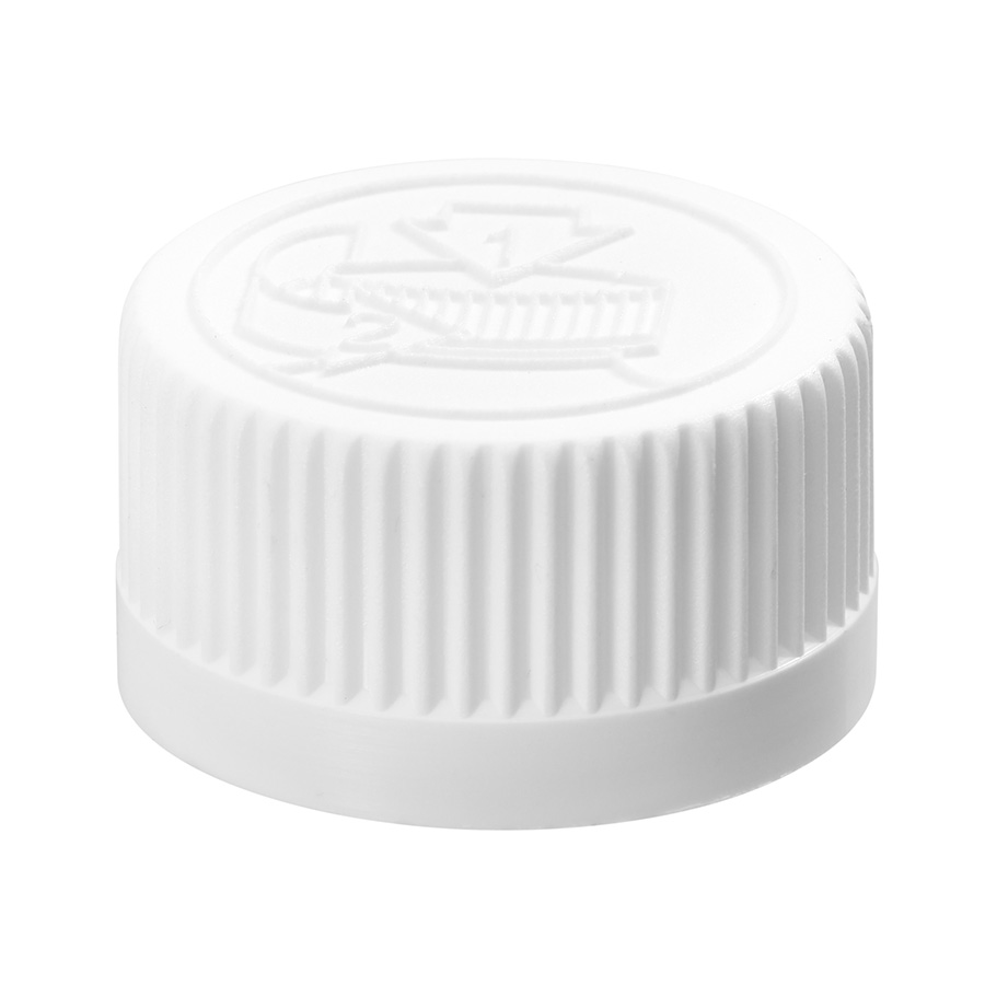 24mm/400 White Ribbed Child Resistant Cap with EPE Liner