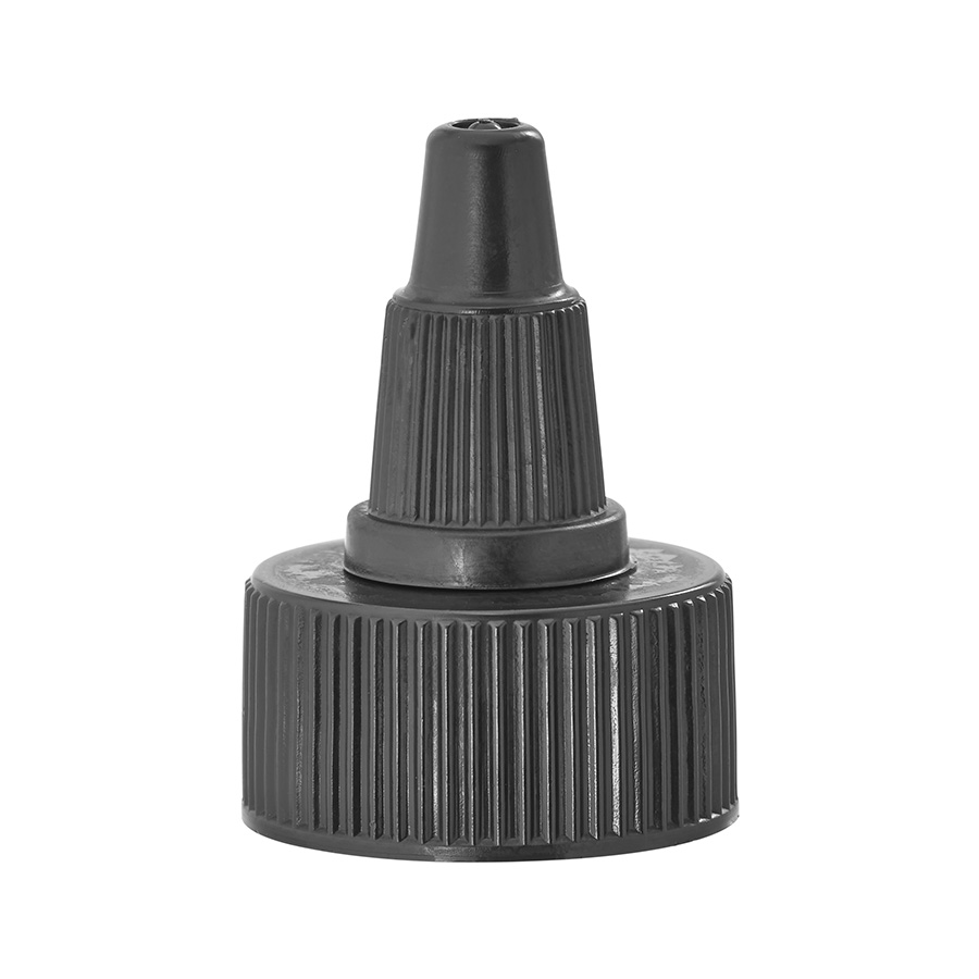 24mm/400 Black Ribbed Twist Open Close Cap with EPE Liner