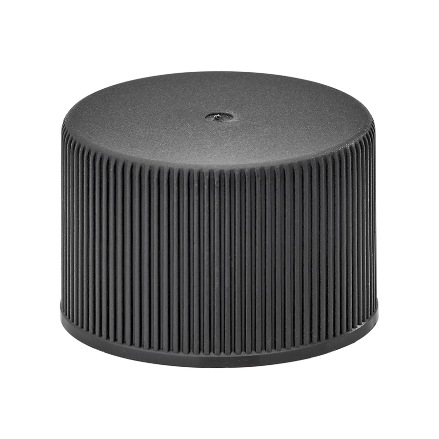 24mm/410 Black Ribbed PP Cap with EPE Liner
